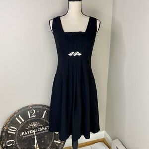 Loft Black Sleeveless square neck jewel embellished dress size 2